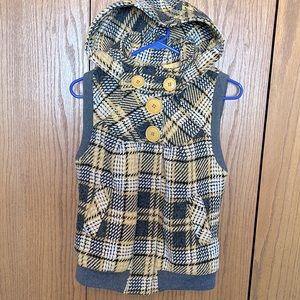 Daytrip Sz M Plaid Wool Blend Hooded Vest Jacket